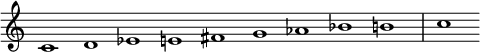 
{\new Staff
  \with { \remove "Time_signature_engraver" }
  \relative c' {
    \set Score.tempoHideNote = ##t
    \tempo 1 = 100    \cadenzaOn
    c1 d1 ees1 e1 fis1 g1 aes1 bes1 b1 \bar "|"  c 
  }
}
