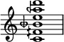  {
\override Score.TimeSignature #'stencil = ##f
\relative c' { 
  \clef treble \time 4/4 <c fih beseh e aeh d>1
}  }
