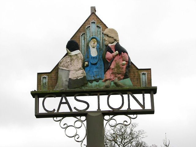 File:Caston village sign Norfolk England.jpg