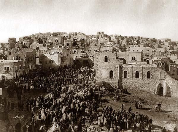 File:Bethlehem Christmas pilgrims enter town 1890.jpg