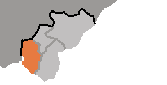 Map of North Keasong city showing the location of Kaepung-guyok