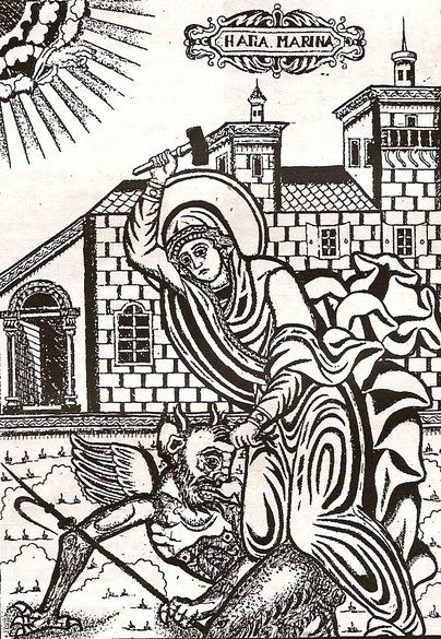 File:St.Marina the Martyr hammering a devil.jpg