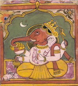 File:Seated Ganesh miniature. Rajasthan. Folkstyle. 19th century.jpg