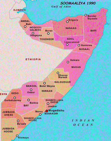 Map of the sites related to the Somali civil war [151]