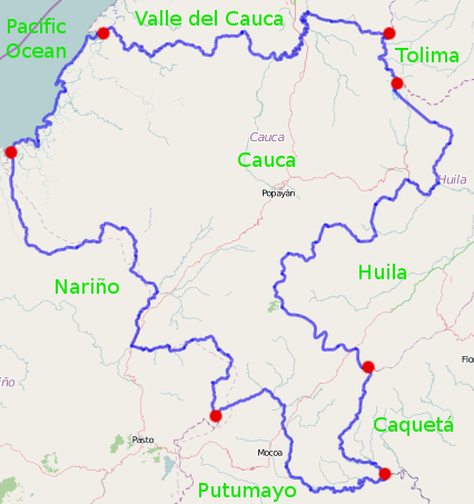 File:Administrative context for Cauca Department, Colombia.png