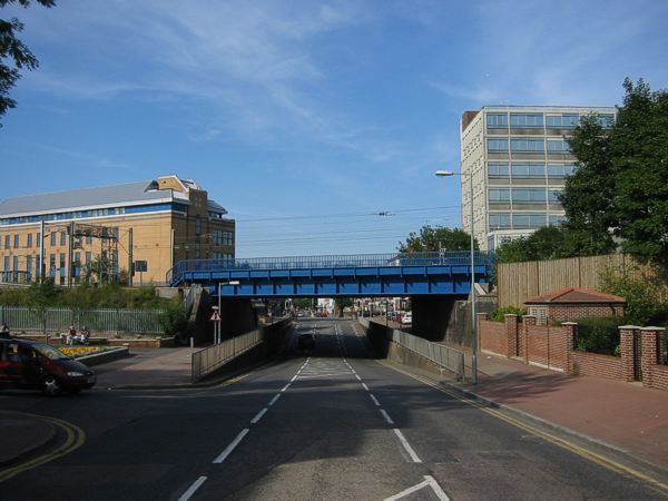 File:Potters Bar with railway bridge.jpg