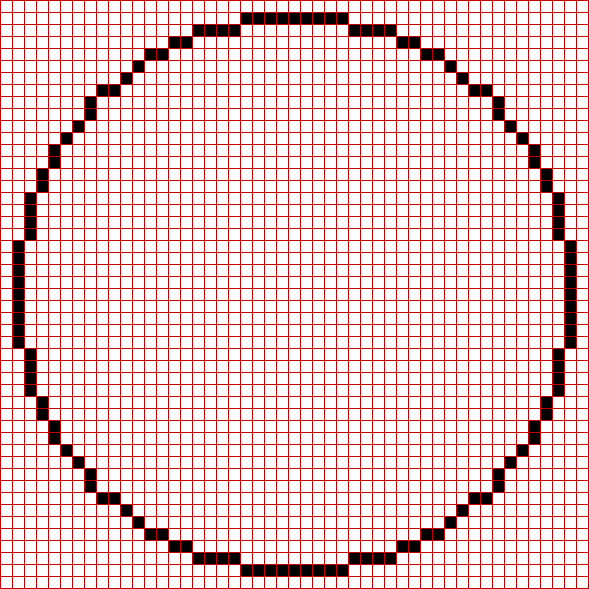 File:Midpoint circle algorithm, radius 23.png