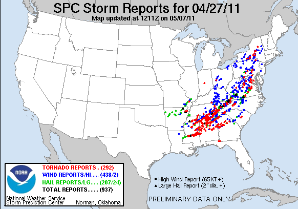 File:SPC Severe weather reports 20110427.png