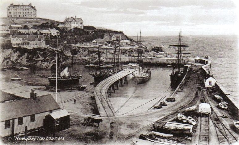 File:Newquay Harbour with sailing ships.jpg