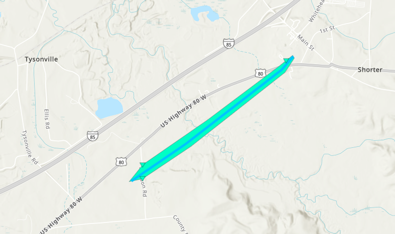 File:2024 Tysonville, AL EF0 prelim path.png