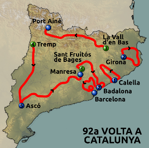 The route of the 2012 Volta a Catalunya