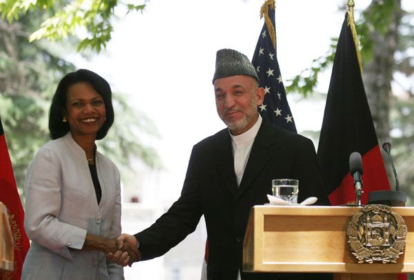 File:Secretary Rice With Afghan President Hamid Karzai.jpg