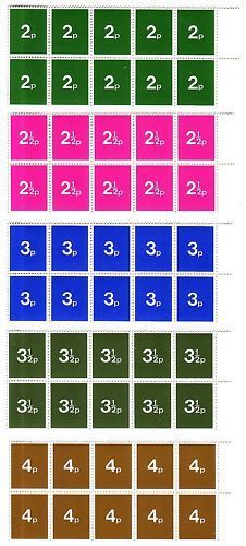 File:British decimalisation training stamps in blocks.JPG