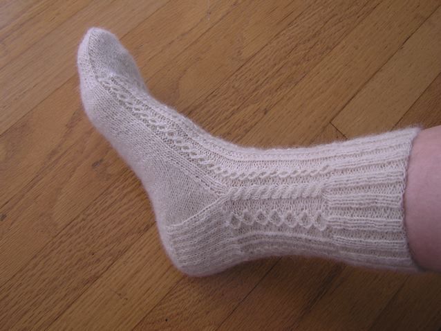 File:HandKnittedWhiteLaceSock.jpg