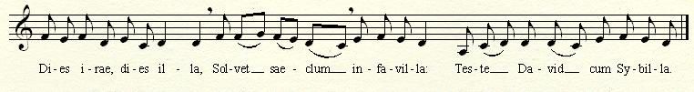 The Dies Irae melody in treble clef.