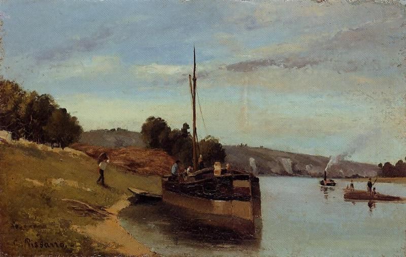 File:Camille Pissarro - Barges à La Roche-Guyon.jpg