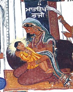 File:Mata Tripta holding baby Nanak.jpg