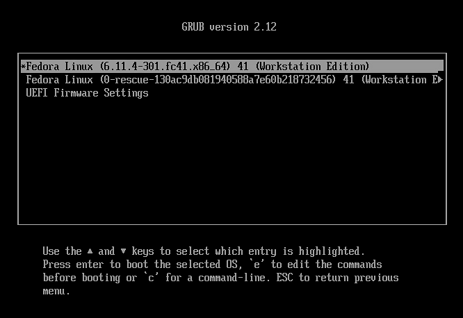 File:GRUB v2.12 screenshot, Fedora 41.png