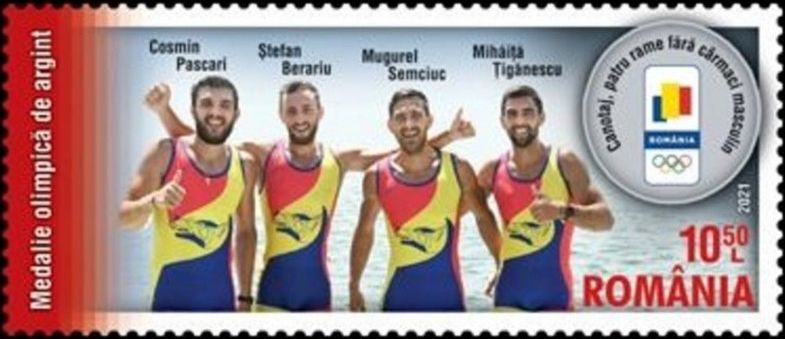 File:Coxless four Olympics 2021 stamp of Romania.jpg