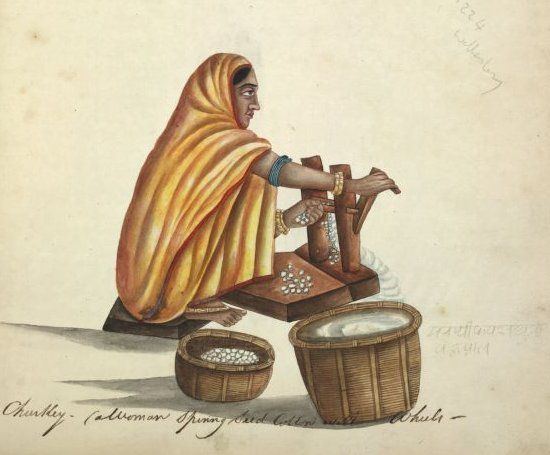 File:Indian woman gining cotton.jpg