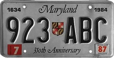 File:Maryland license plate, 1987.jpg