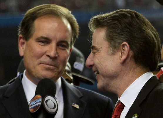 File:Rick Pitino being interviewed by Jim Nantz.jpeg