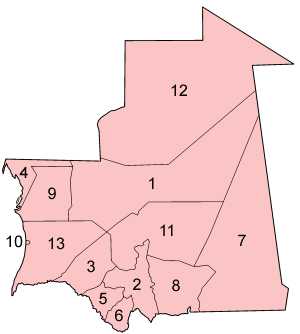 File:Mauritania regions numbered.png