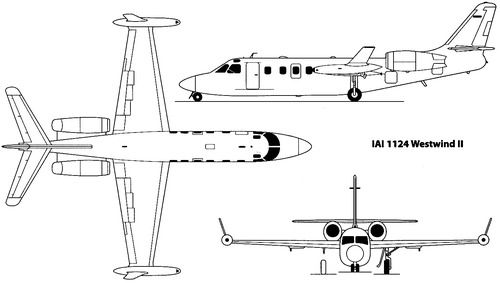 File:IAI 1124 Westwind II 3-view line drawing.jpg