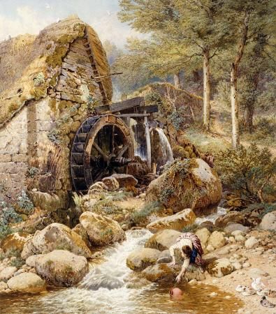 File:Birkett Foster - The old watermill.jpg