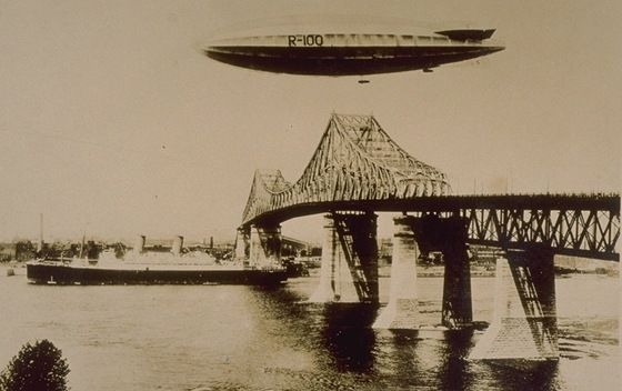 File:R100 over Jacques Cartier Bridge August 1930.jpg