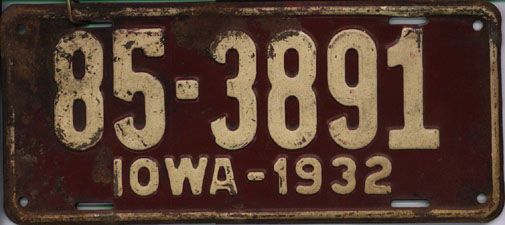 File:Iowa 1932 license plate - Number 85-3891.jpg