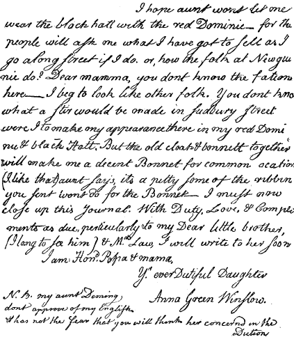 File:Anna Green Winslow's diary entry in handwriting.png