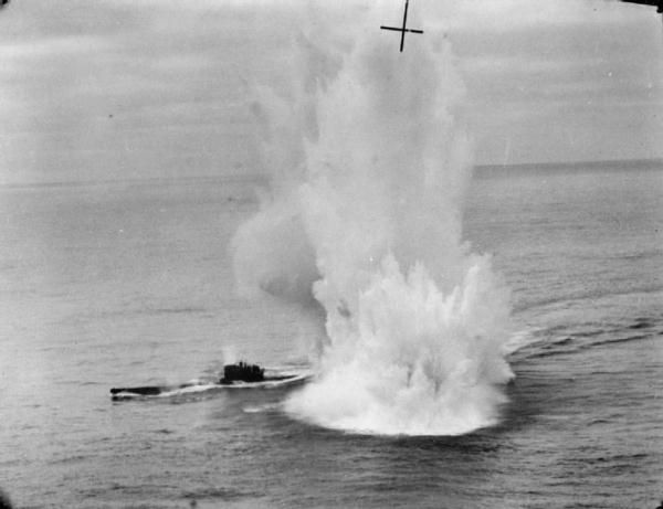 File:U-625 depth charges exploding.jpg