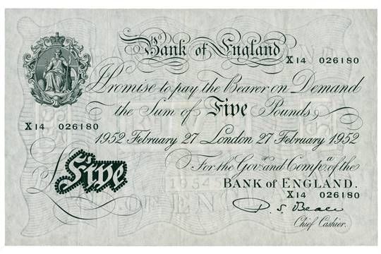 File:Bank of England £5 note 1952.jpg