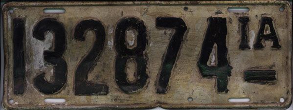 File:Iowa 1918 license plate - Number 132874.jpg