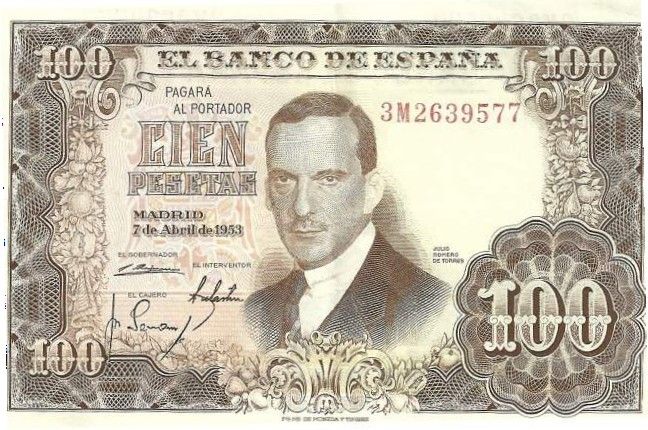 File:100 pesetas of Spain 1953, averse.jpg