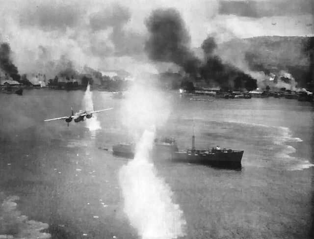 File:Airraid at Rabaul Harbor.jpg