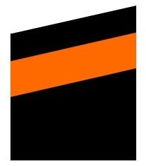 Black trapezoid with angled orange stripe