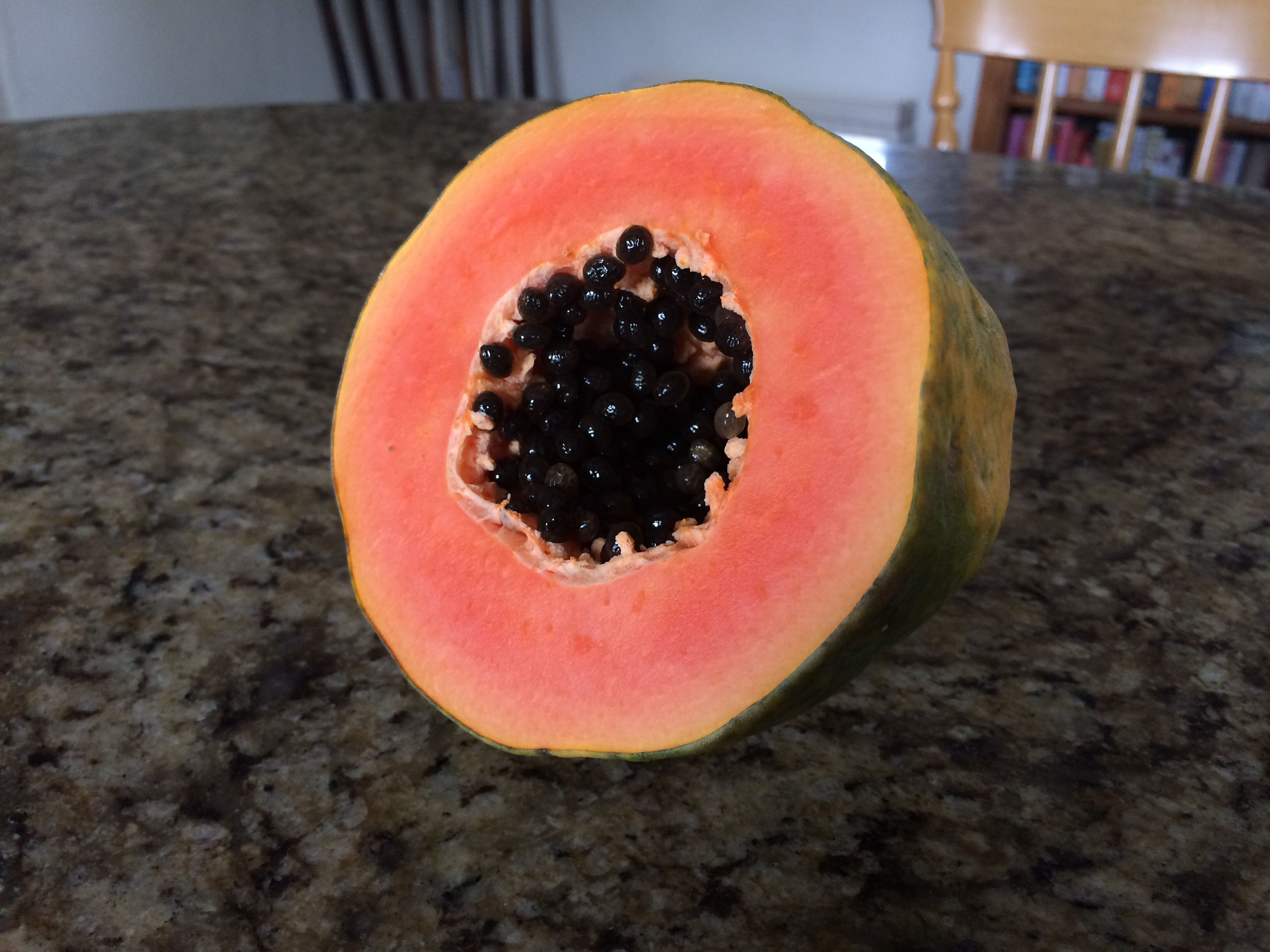 Half a papaya showing the seeds 2016