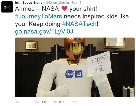 File:NASA tweet to student Ahmed Mohamed.jpg