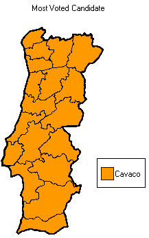 Strongest candidate by electoral district. (Azores and Madeira not shown)