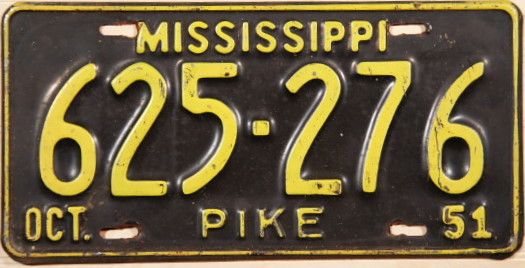 File:1951 Mississippi Passenger License Plate.jpg