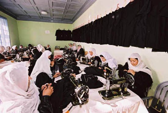 File:Afghan Women Sewing School Uniforms.jpg