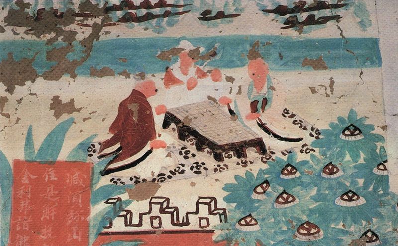 File:Yulin Cave 32 mural weiqi.jpg