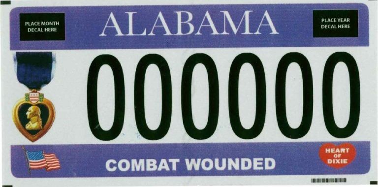 File:Alabaman Purple Heart Combat Wounded license plate.jpg