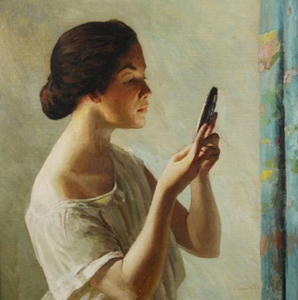 File:Edward Simmons, The Reflection, oil on canvas.jpg