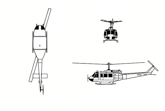 File:Bell UH-1 Iroquois 3-view line drawing.png