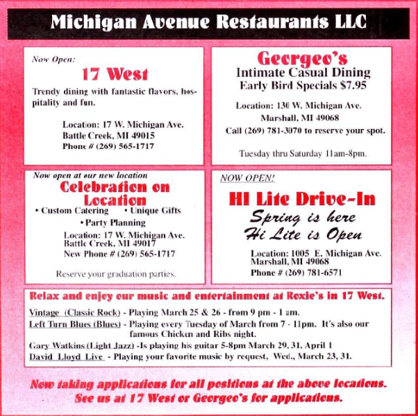 File:Advertisement for Michigan Avenue Restaurants, LLC.png