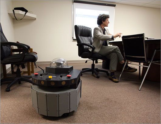 File:PatrolBot looking at MobileRobots founder Jeanne Dietsch.jpg