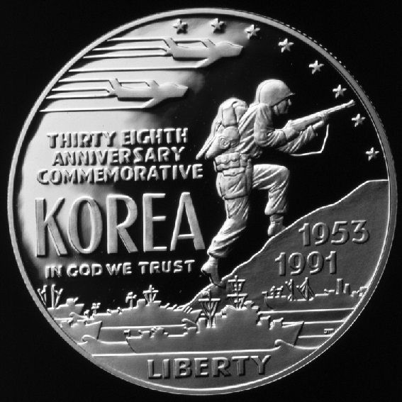 File:1991 Korean War-Proof Dollar (obverse).jpg